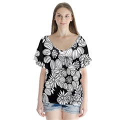 Mandala Calming Coloring Page Flutter Sleeve Top by Nexatart