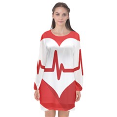 Cardiologist Hypertension Rheumatology Specialists Heart Rate Red Love Long Sleeve Chiffon Shift Dress  by Mariart