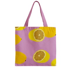 Fruit Lemons Orange Purple Zipper Grocery Tote Bag by Mariart