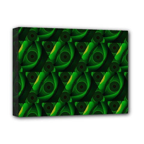 Green Eye Line Triangle Poljka Deluxe Canvas 16  X 12   by Mariart