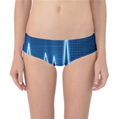 Heart Monitoring Rate Line Waves Wave Chevron Blue Classic Bikini Bottoms