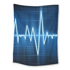 Heart Monitoring Rate Line Waves Wave Chevron Blue Medium Tapestry by Mariart