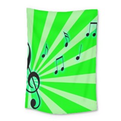 Music Notes Light Line Green Small Tapestry