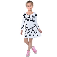Splash Bubble Black White Polka Circle Kids  Long Sleeve Velvet Dress by Mariart