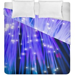 Neon Light Line Vertical Blue Duvet Cover Double Side (king Size) by Mariart