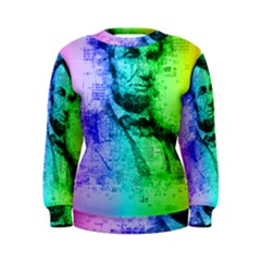 Abraham Lincoln Portrait Rainbow Colors Typography Women s Sweatshirt by yoursparklingshop