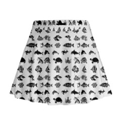 Fish Pattern Mini Flare Skirt by ValentinaDesign