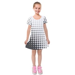 Comic Dots Polka Black White Kids  Short Sleeve Velvet Dress