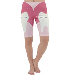 Sad Tooth Pink Cropped Leggings  by Mariart