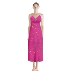Dots Pattern Button Up Chiffon Maxi Dress by ValentinaDesign