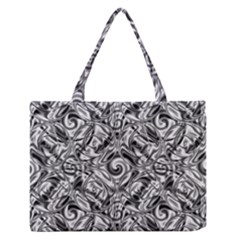 Gray Scale Pattern Tile Design Medium Zipper Tote Bag by Nexatart