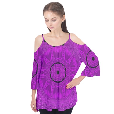 Purple Mandala Fashion Flutter Tees by pepitasart