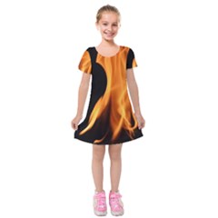 Fire Flame Pillar Of Fire Heat Kids  Short Sleeve Velvet Dress by Nexatart
