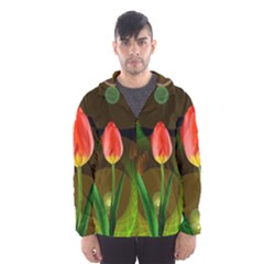Tulip Flower Background Nebulous Hooded Wind Breaker (men) by Nexatart