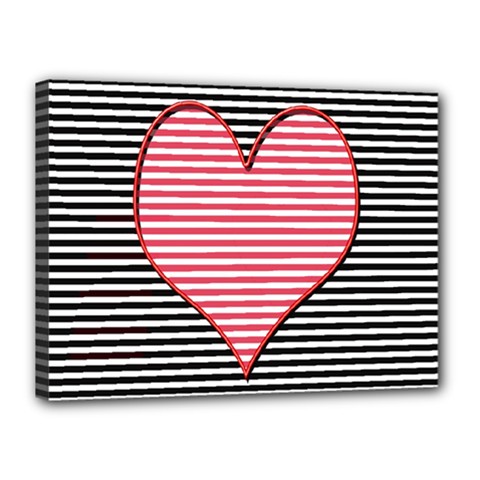 Heart Stripes Symbol Striped Canvas 16  X 12  by Nexatart