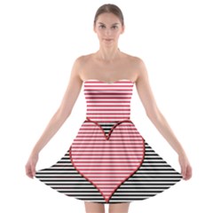 Heart Stripes Symbol Striped Strapless Bra Top Dress by Nexatart