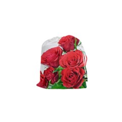 A Bouquet Of Roses On A White Background Drawstring Pouches (xs)  by Nexatart