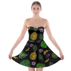 Tropical Pattern Strapless Bra Top Dress by Valentinaart
