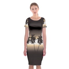 Tropical Sunset Classic Short Sleeve Midi Dress by Valentinaart