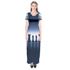 Chess Pieces Short Sleeve Maxi Dress by Valentinaart