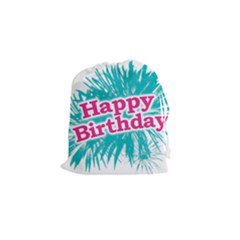 Happy Brithday Typographic Design Drawstring Pouches (small)  by dflcprints