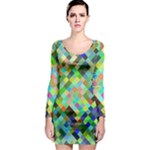 Pixel Pattern A Completely Seamless Background Design Long Sleeve Bodycon Dress