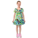Pixel Pattern A Completely Seamless Background Design Kids  Short Sleeve Velvet Dress