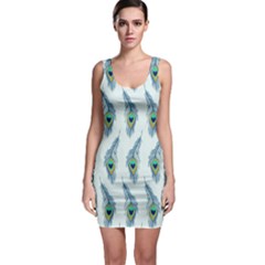 Background Of Beautiful Peacock Feathers Sleeveless Bodycon Dress