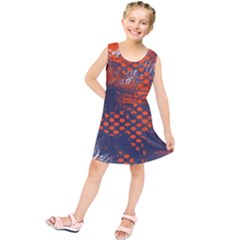 Dark Blue Red And White Messy Background Kids  Tunic Dress by Nexatart