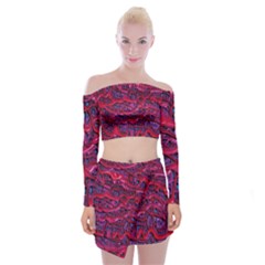 Plastic Mattress Background Off Shoulder Top With Skirt Set by Nexatart