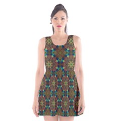 Seamless Abstract Peacock Feathers Abstract Pattern Scoop Neck Skater Dress by Nexatart