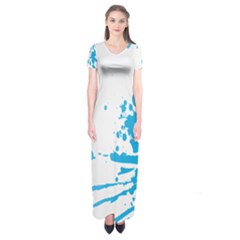Blue Stain Spot Paint Short Sleeve Maxi Dress