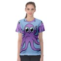 Colorful Cartoon Octopuses Pattern Fear Animals Sea Purple Women s Sport Mesh Tee View1