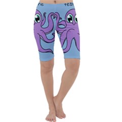 Colorful Cartoon Octopuses Pattern Fear Animals Sea Purple Cropped Leggings  by Mariart