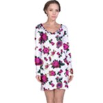 Crown Red Flower Floral Calm Rose Sunflower White Long Sleeve Nightdress