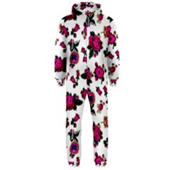 Crown Red Flower Floral Calm Rose Sunflower White Hooded Jumpsuit (men)  by Mariart