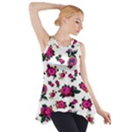 Crown Red Flower Floral Calm Rose Sunflower White Side Drop Tank Tunic