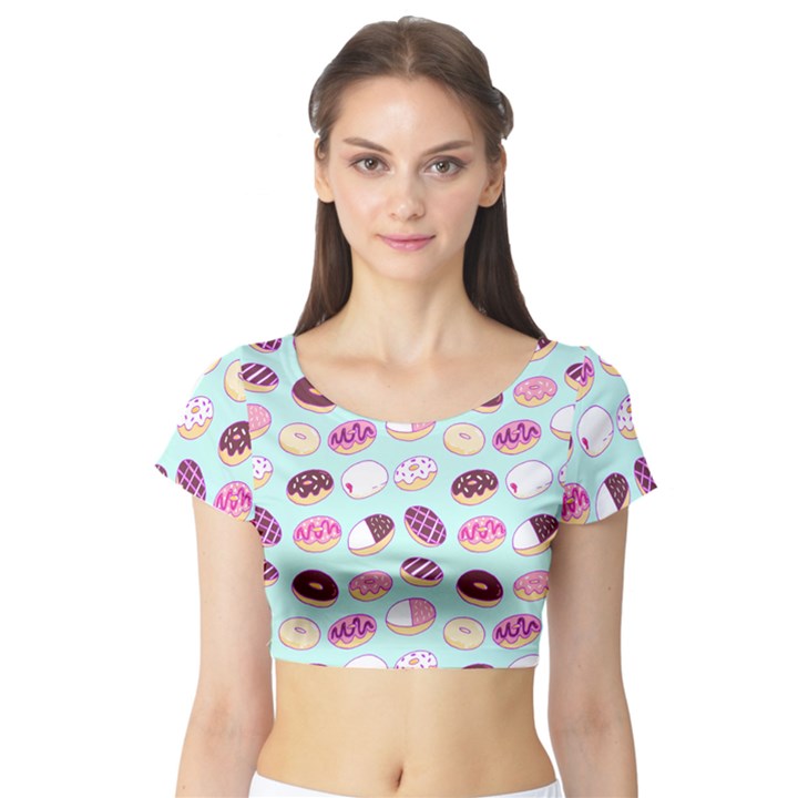Donut Jelly Bread Sweet Short Sleeve Crop Top (Tight Fit)