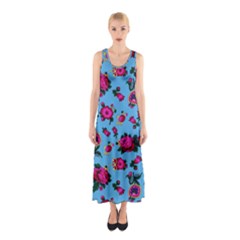 Crown Red Flower Floral Calm Rose Sunflower Sleeveless Maxi Dress by Mariart