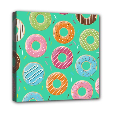 Doughnut Bread Donuts Green Mini Canvas 8  X 8  by Mariart