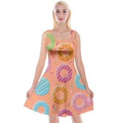 Doughnut Bread Donuts Orange Reversible Velvet Sleeveless Dress by Mariart
