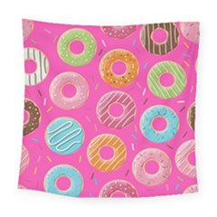 Doughnut Bread Donuts Pink Square Tapestry (large)