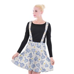 Glass Polka Circle Blue Suspender Skater Skirt by Mariart