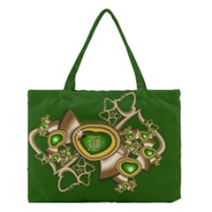 Green And Gold Hearts With Behrman B And Bee Medium Tote Bag by WolfepawFractals