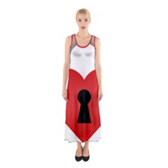 Heart Padlock Red Love Sleeveless Maxi Dress
