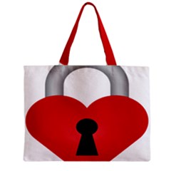 Heart Padlock Red Love Zipper Mini Tote Bag by Mariart