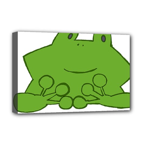 Illustrain Frog Animals Green Face Smile Deluxe Canvas 18  X 12   by Mariart