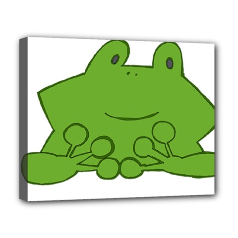 Illustrain Frog Animals Green Face Smile Deluxe Canvas 20  X 16   by Mariart
