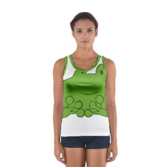 Illustrain Frog Animals Green Face Smile Women s Sport Tank Top  by Mariart