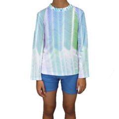 Light Means Net Pink Rainbow Waves Wave Chevron Green Kids  Long Sleeve Swimwear